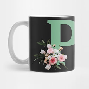 Letter P green with colorful flowers Mug